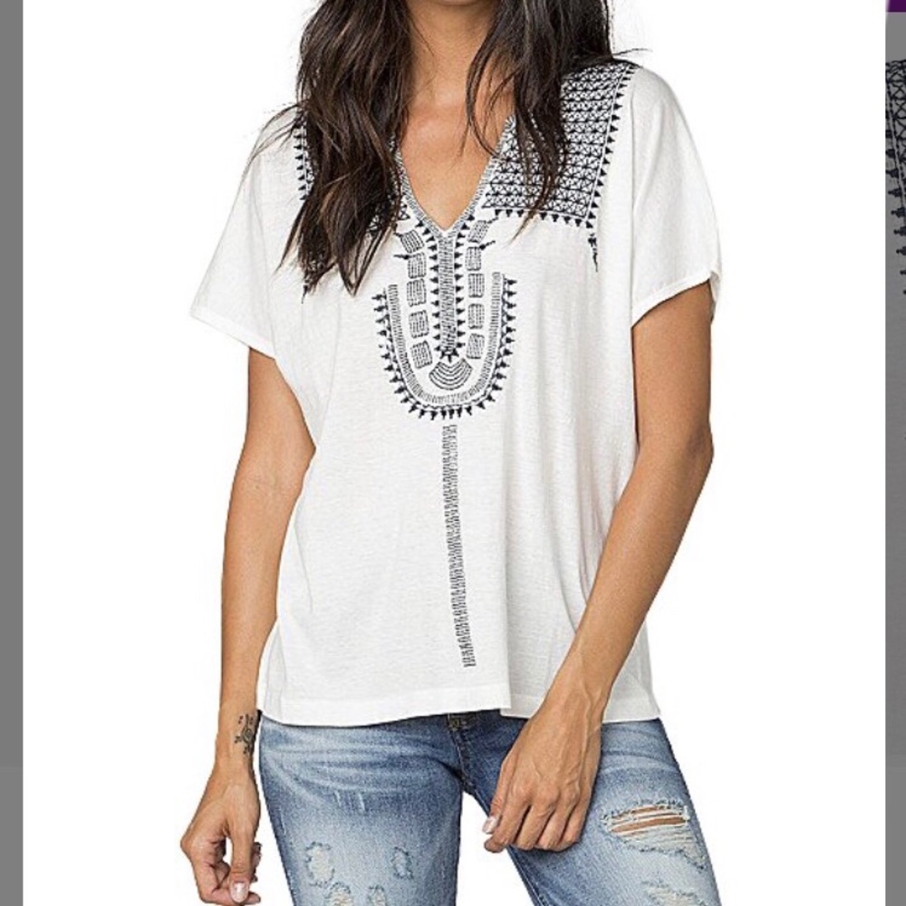 🌟🌟MM Vintage Off-White Notch Neck Peasant Top